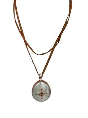 Sámi handicraft (duodji), handmade shaman drum pendant necklace.
